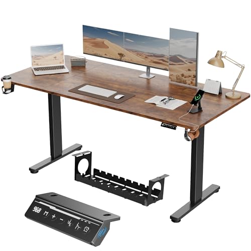 VFU Höhenverstellbarer Schreibtisch 200 x 80 cm mit USB-C Ladeanschluss, Schreibtisch Höhenverstellbar Elektrisch mit Memory Funktion, Steh-Sitz Tisch, Computertisch für Büro, Standing Desk, Braun VFU Höhenverstellbarer Schreibtisch 200 x 80 cm mit USB-C Ladeanschluss, Schreibtisch Höhenverstellbar Elektrisch mit Memory Funktion, Steh-Sitz Tisch, Computertisch für Büro, Standing Desk, Braun von VFU