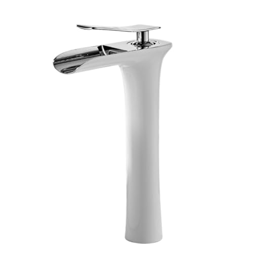 All-Copper Retro Aufsatzwaschtischarmatur Balkon Badezimmerschrank Wasserfall Waschbecken Heiß- und Kaltwasserhahn Spritzwassergeschützt (Silber) von VFfotO