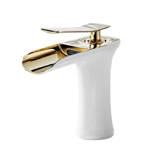 All-Kupfer Antik Wasserfall Waschbecken Wasserhahn Toilette Haushalt Badezimmer Schrank Waschbecken Heiß und Kalt Wasserhahn (Platin) von VFfotO