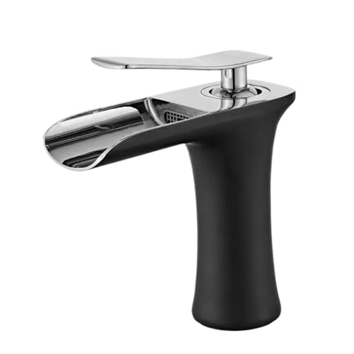 All-Kupfer Antik Wasserfall Waschbecken Wasserhahn Toilette Haushalt Badezimmer Schrank Waschbecken Heiß und Kalt Wasserhahn (Schwarz Silber) von VFfotO