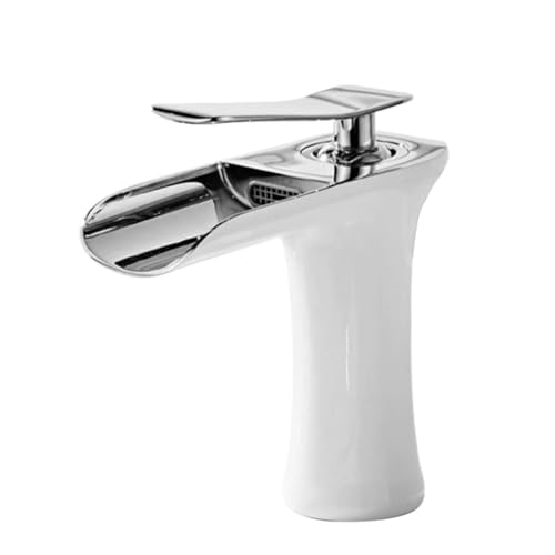 All-Kupfer Antik Wasserfall Waschbecken Wasserhahn Toilette Haushalt Badezimmer Schrank Waschtisch Heiß und Kalt Wasserhahn (Silber) von VFfotO