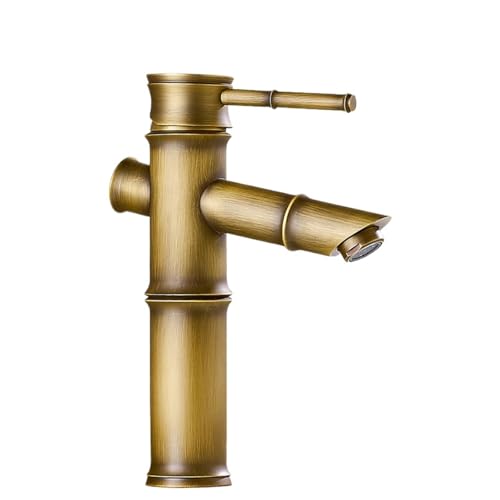 All-Kupfer-Wasserhahn aus antikem Bambus, Haushalts-Badezimmerschrank, Waschbecken auf dem Tisch, heißer und kalter Wasserhahn, spritzwassergeschützt (Antike zwei Abschnitte - c) von VFfotO