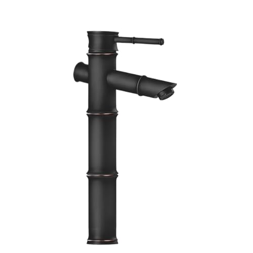 All-Kupfer-Wasserhahn aus antikem Bambus, für Haushalt, Badezimmer, Schrank, Waschbecken auf dem Tisch, heißer und kalter Wasserhahn, spritzwassergeschützt (schwarz, drei Abschnitte, c) von VFfotO