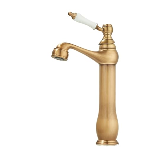 Alle Kupfer-Waschtischarmatur, HaushaltswC, Badezimmerschrank, Keramik-Waschbecken, Heiß- und Kaltwasserhahn (Antik-Hoch) von VFfotO