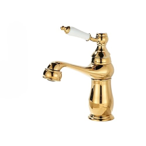 Alle Kupfer-Waschtischarmatur, HaushaltswC, Badezimmerschrank, Keramik-Waschbecken, heißer und kalter Wasserhahn (goldener Zwerg) von VFfotO