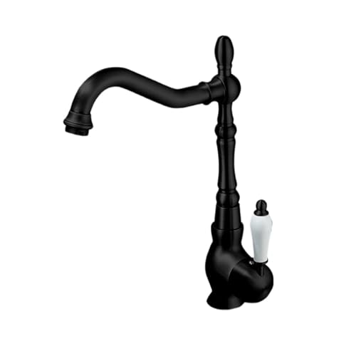 Antiker All-Kupfer-Aufsatz-Waschtisch-Wasserhahn, Haushaltsküchenspüle, Einloch-Heiß- und Kaltwasserhahn (Schwarz Antik) von VFfotO