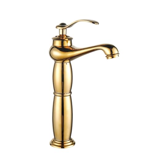 Antiker All-Kupfer-Waschbeckenarmatur, Einloch-Badezimmerschrank, Waschbecken, spritzwassergeschützt, heißer und kalter Wasserhahn (Gold) von VFfotO