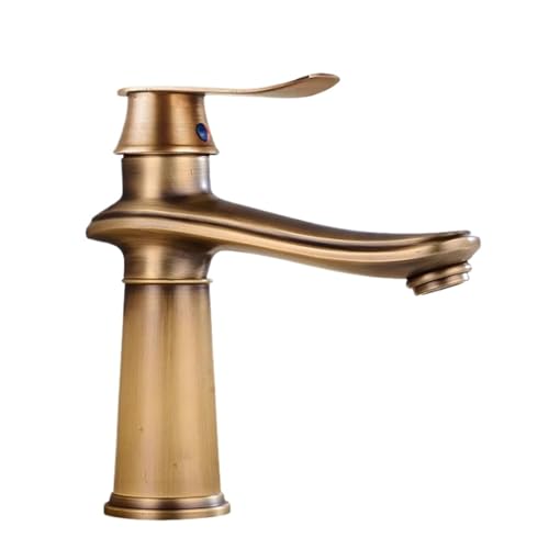 Antiker All-Kupfer-Wasserhahn, heiß und kalt, Tisch-Waschbecken, erhöhtes Waschbecken, Badezimmerschrank, spritzwassergeschützter Wasserhahn (Antik kurz) von VFfotO