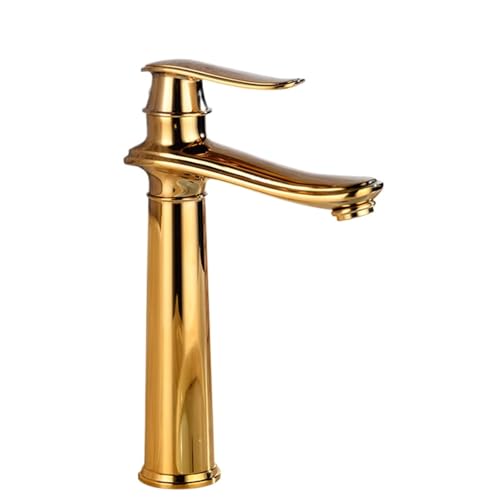Antiker All-Kupfer-Wasserhahn, heiß und kalt, Tisch-Waschbecken, erhöhtes Waschbecken, Badezimmerschrank, spritzwassergeschützter Wasserhahn (Gold hoch) von VFfotO