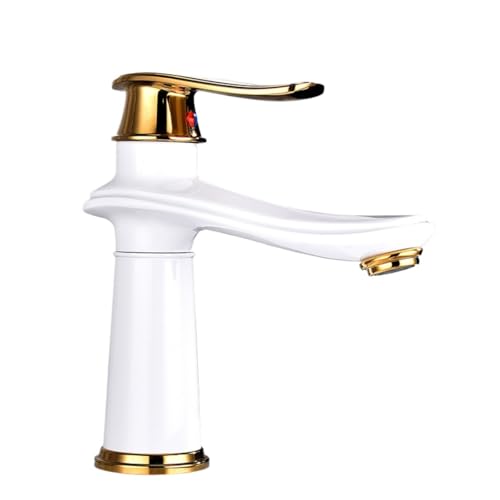 Antiker All-Kupfer-Wasserhahn, heiß und kalt, Tisch-Waschbecken, erhöhtes Waschbecken, Badezimmerschrank, spritzwassergeschützter Wasserhahn (Platinkurz) von VFfotO