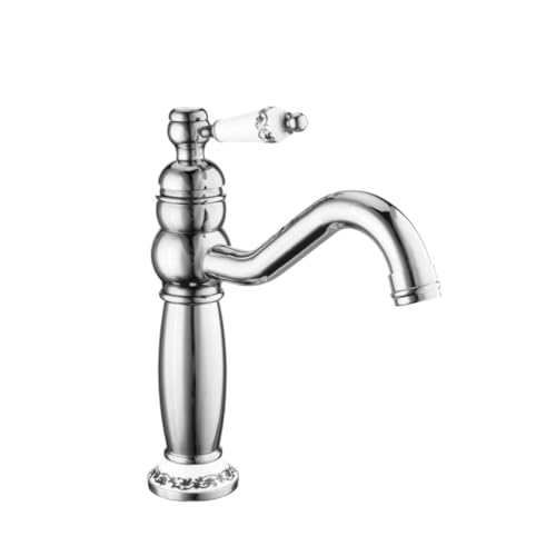 Antiker Wasserhahn, All-Kupfer-Heiß- und Kalt-Badezimmerschrank, Waschbecken, Retro-Spritzwassergeschützter Wasserhahn für den Heimgebrauch (galvanisierte Keramik kurz) von VFfotO