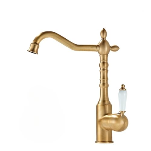 Antiker Wasserhahn aus Kupfer, Retro-Badezimmer-Theke, Waschbecken, heißer und kalter Wasserhahn (antiker Keramikgriff)) von VFfotO