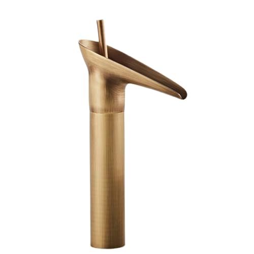 Antikes Weinglas, Wasserfall-Wasserhahn, Badezimmerschrank, Gesichtswaschtisch-Waschbecken, heiß und kalt, spritzwassergeschützter Wasserhahn (Antik-Hoch) von VFfotO