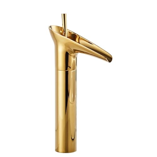 Antikes Weinglas, Wasserfall-Wasserhahn, Badezimmerschrank, Gesichtswaschtisch-Waschbecken, heiß und kalt, spritzwassergeschützter Wasserhahn (Gold hoch) von VFfotO