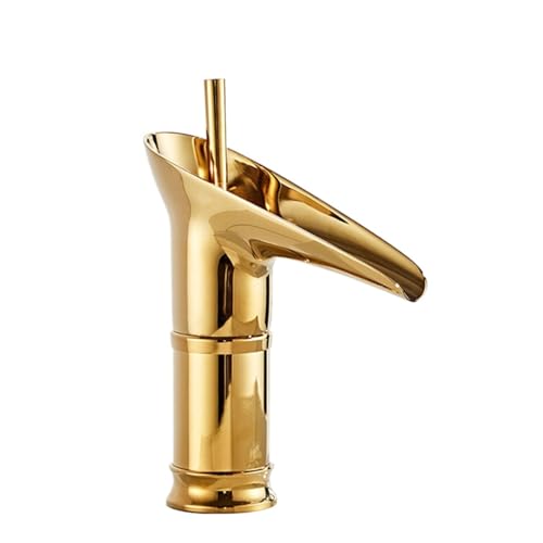 Antikes Weinglas, Wasserfall-Wasserhahn, Badezimmerschrank, Gesichtswaschtisch-Waschbecken, heiß und kalt, spritzwassergeschützter Wasserhahn (Golden Short) von VFfotO
