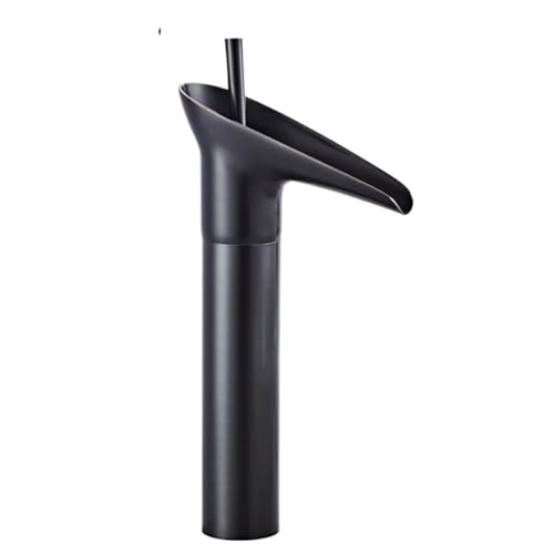 Antikes Weinglas, Wasserfall-Wasserhahn, Badezimmerschrank, Gesichtswaschtisch-Waschbecken, heiß und kalt, spritzwassergeschützter Wasserhahn (schwarz hoch) von VFfotO