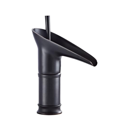 Antikes Weinglas, Wasserfall-Wasserhahn, Badezimmerschrank, Gesichtswaschtisch-Waschbecken, heiß und kalt, spritzwassergeschützter Wasserhahn (schwarz kurz) von VFfotO