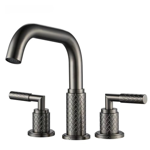 Grenzüberschreitender Dreiloch-Wasserhahn, Badezimmer, geteilter Doppelgriff-All-Kupfer-Waschbecken, heiß und kalt, spritzwassergeschützter Wasserhahn, dreiteiliges Set (wasserplattierte Asche Sieben) Grenzüberschreitender Dreiloch-Wasserhahn, Badezimmer, geteilter Doppelgriff-All-Kupfer-Waschbecken, heiß und kalt, spritzwassergeschützter Wasserhahn, dreiteiliges Set (wasserplattierte Asche Sieben) von VFfotO