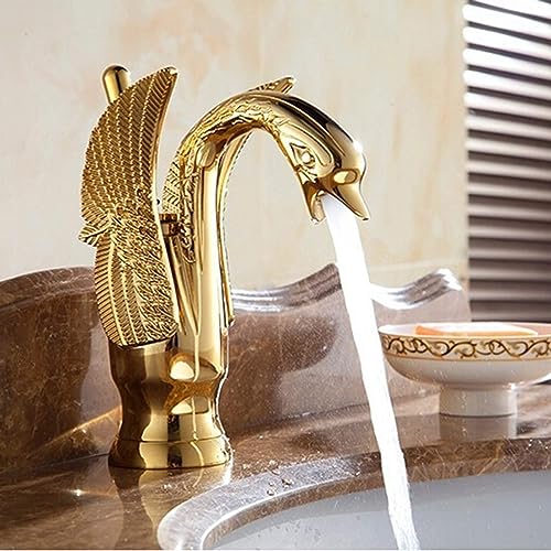 Kupfer Heiß- und Kaltwasserhähne Schwan Wasserhahn Golden Fertig Becken Wasserhahn Mischbatterien von VFfotO