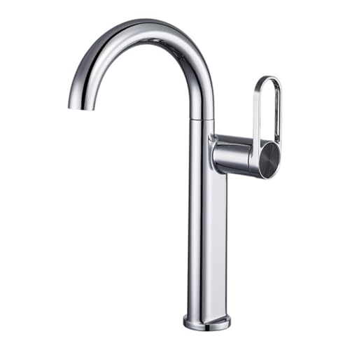 Sanfter Mintgrüner hoher und kurzer großer gebogener Waschbeckenarmatur, universal, drehbare Höhe, Badezimmer-Heiß- und Kaltwasserhahn (Galvanik (hoch)) von VFfotO