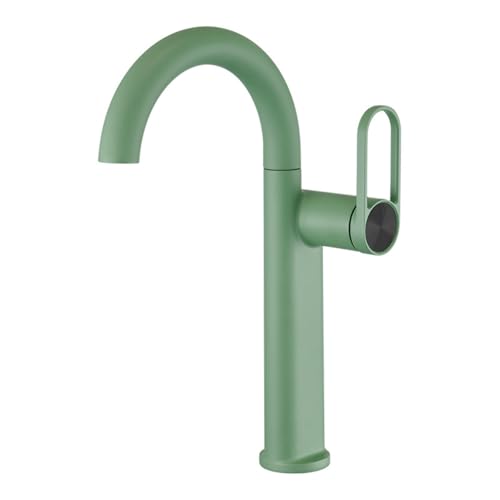 Sanfter Mintgrüner hoher und kurzer großer gebogener Waschbeckenarmatur, universal, drehbare Höhe, Badezimmer-Heiß- und Kaltwasserhahn (grün (hoch)) von VFfotO