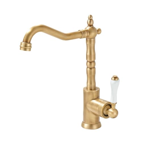 Vintage Vollkupfer Gold Wasserhahn Küche Spüle Balkon Wäscheschrank Heiß und Kalt Rotation (Antike Farbe) von VFfotO