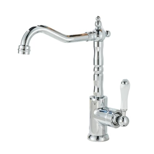 Vintage Vollkupfer Gold Wasserhahn Küche Spüle Balkon Wäscheschrank Heiß und Kalt Rotation (Silber) von VFfotO