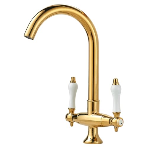 Vintage Wasserhahn Vollkupfer Gold Wasserhahn Küche Spüle Gemüsebecken Balkon Wäscheschrank (Gold) von VFfotO