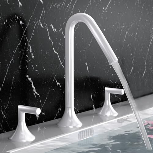 WC Split Dreiloch Waschbecken Wasserhahn Badezimmer Schrank Waschbecken Warm und Kalt Spritzwassergeschützt Wasserhahn Dreiteiliges Set (Weiß) von VFfotO