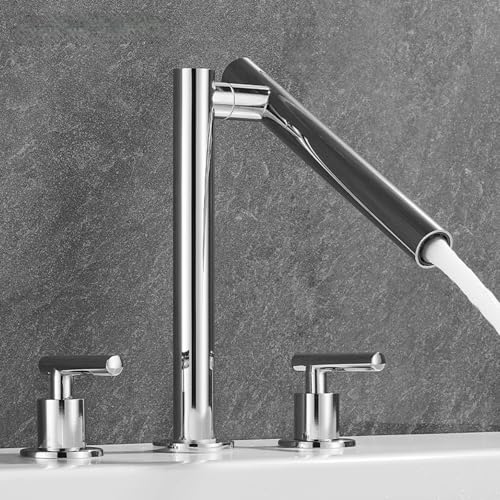 Wasserhahn, dreiteilig, Badezimmer, geteilt, Doppelgriff, Dreiloch-Heiß- und Kaltspritzwassergeschützt, Waschtischarmatur (Galvanik) von VFfotO