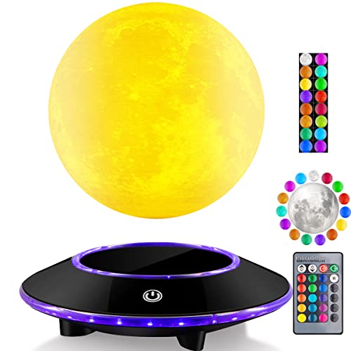 VGAzer Schwebende Mondlampe, 16 Farben 20 Modelle 6 Zoll Schwebende Mondlampe Licht Spinnende LED mit Fernsteuerung, Einstellbare Helligkeit für Freunde Geschenke, Büro Raumdekoration von VGAzer