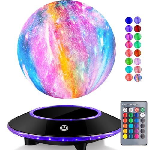 VGAzer Mondbewegung LED Levitierende Mondlampe, 3D-Illusions-Nachtlicht mit Fernbedienung, dimmbare 16 Farben Lichter für Kinder Erwachsene (16 Farben Galaxy Mond) von VGAzer