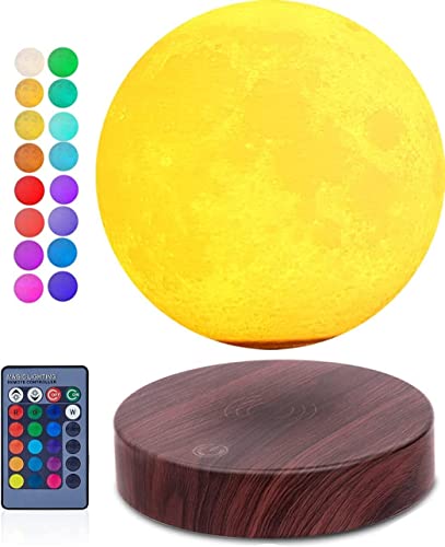 VGAzer mond lampe 3D Druck magnetschwebende mondlicht Lampen Rotierende Schwebende Mondlampe für Zuhause, Büro Decor (Dunkles Holz) von VGAzer
