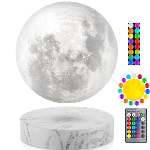 VGAzer Schwimmende Mondlampe-Schwebende Galaxie Mond Licht Fernbedienung 16 Farben LED Magnetische Levitation Spinning 3D-Druck für Kinder Geschenke Nachtlicht Home Decor von VGAzer