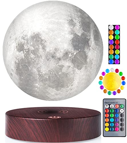 VGAzer schwebende Mond lampe, frei schwebend und drehbar mit luxuriöser Faux-Holzsockel und 3D-Druck-LED-Mondlicht, für einzigartige Geschenke, Raumdekor, Nachtlicht, Schreibtisch-Tech-Spielzeug von VGAzer