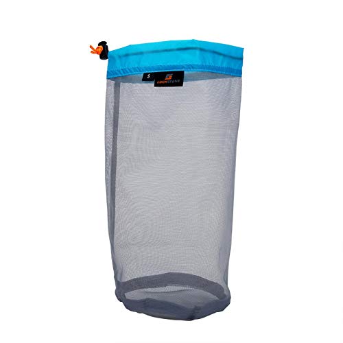 Mesh Drawstring Aufbewahrungstasche Stuff Sack Leichte Nylon Mesh Drawstring Aufbewahrungstasche Für Reisen Camping Wandern(S-Blue) von VGEBY