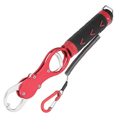 VGEBY Fish Lip Grabber, Fish Lip Gripper Fischerei Zange Angeln Lippengriffe aus Aluminiumlegierung mit Tragbarem Waagen (rot) von VGEBY