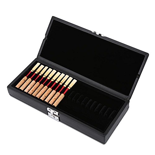 VGEBY Oboe Reed Case, 40 Stück Aufbewahrungsbox mit Holz + PU Leder Abdeckung, Schwarz, Langlebig, Elegant, Oboe, Case von VGEBY