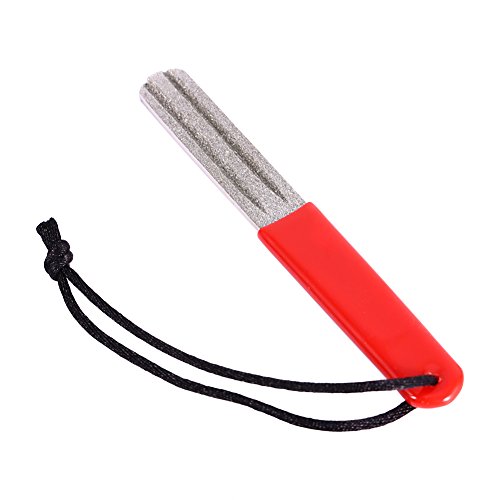 Hook Sharpener, Hook Diamant Whetstone Angelhaken Schärfen Datei Tool Zubehör für Outdoor-Angeln(Dual Grooving-rot) von VGEBY