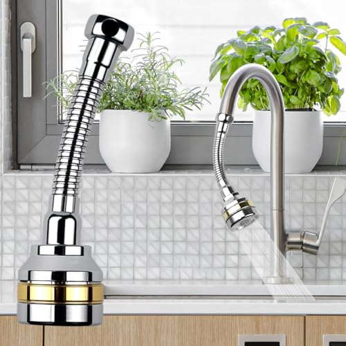 VGECEE 2 Stück Wasserhahn Verlängerung Flexibel Wasserhahn Aufsatz 360° Grad Drehbarer Verlängerungshahn mit 3 Modi Küchenhahn Verlängerung Faucet Extender für Küche, Badezimmer, Toilette, 148mm von VGECEE