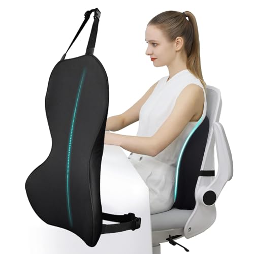 VGECEE Autositzkissen mit Rückenstützkissen Ergonomisches Lendenwirbelstützkissen Rückenkissen aus Memory-Schaum 55 * 44 * 10cm Lendenkissen Rückenstütze Auto für Autositze Schreibtischstuhl von VGECEE