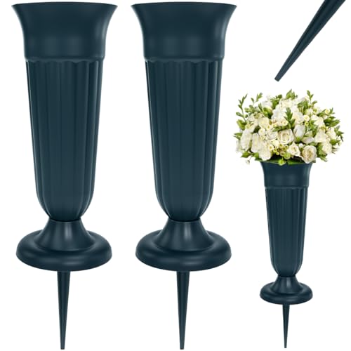 VGECEE Grabvase mit Erdspieß 2 Stück Friedhofsvase mit Sockel Grab Vaseneinsatz 21 cm*10 cm Grün Grab Vase Einsatz Stehend Kunststoff Blumenvase für Nass- und Trocken-Blumen als Grabschmuck VGECEE Grabvase mit Erdspieß 2 Stück Friedhofsvase mit Sockel Grab Vaseneinsatz 21 cm*10 cm Grün Grab Vase Einsatz Stehend Kunststoff Blumenvase für Nass- und Trocken-Blumen als Grabschmuck von VGECEE