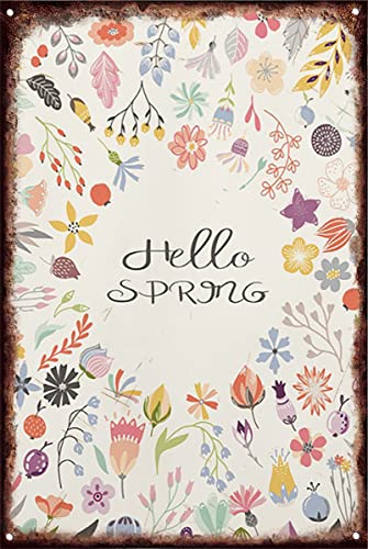 VGFKOSAD Blechschild Hello Spring Spring Decor Frühling Home Decor Minimalistische Kunst Wanddekoration 20,3 x 30,5 cm Retro Metall Wandkunst Poster Dekor für Zuhause Zimmer Badezimmer Schlafzimmer VGFKOSAD Blechschild Hello Spring Spring Decor Frühling Home Decor Minimalistische Kunst Wanddekoration 20,3 x 30,5 cm Retro Metall Wandkunst Poster Dekor für Zuhause Zimmer Badezimmer Schlafzimmer von VGFKOSAD