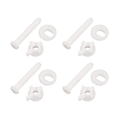 VGOL 4 Sätze Toilettensitz Befestigungsschrauben Set Universal Ersatz Toilettensitz Scharnier Schrauben mit Muttern und Unterlegscheiben zur Befestigung des oberen Toilettensitzes Weiß von VGOL