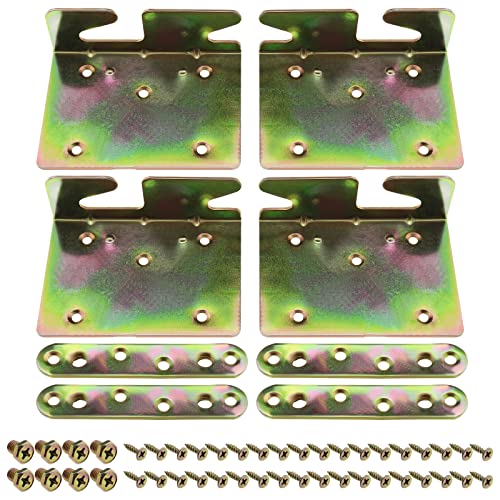 VGOL 4 Sets Bettgitter-Halterung mit 44 Schrauben Bettgitter-Beschlägen Bettscharniere Bettecken Verbinder für Bettgestelle, Bettpfosten, Bettgitter von VGOL