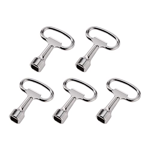 VGOL 5 Stück Dornschlüssel Vierkantschlüssel Steckschlüssel Schaltschrankschlüssel Allzweckschlüssel aus Zinklegierung 13x8x8mm für Gas Wasserzähler Kasten Silber von VGOL