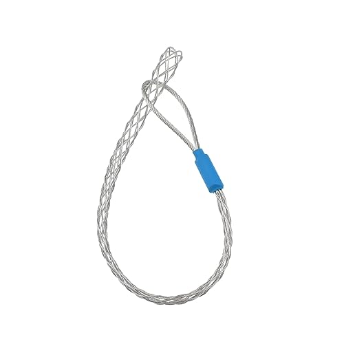 Kabelzugsocke für 4 bis 6 mm Kabel aus Edelstahl, verzinkt, rutschfest, Zughülse, Kabel aus flexiblem Netz, Länge 22 cm, Blau von VGOL