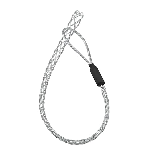 Kabelzugsocke für 6 bis 10 mm Kabel aus Edelstahl, verzinkt, rutschfest, Zughülse, Kabel aus flexiblem Netz, Länge 27 cm, Schwarz von VGOL