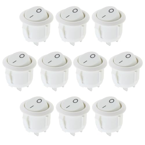 VGOL 10PCS Runder Wippschalter KCD1 Mini Runder Kippschalter Ein/Aus 2 Positionen Taste AC Netzschalter für Auto Bootsbeleuchtung 6A/250V 10A/125V von VGOL