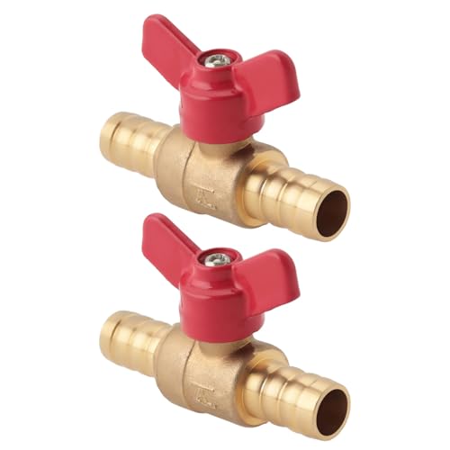 VGOL 2 Stück 1/2 Zoll Messing-Pex-Kugelhahn Absperrventil mit Rotem Griff für 1/2 Zoll Pex-Schläuche Heißes Und Kaltes Wasser von VGOL